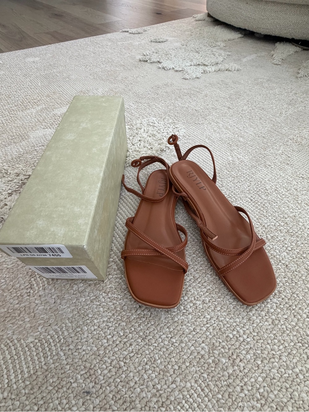 Brown Strappy Square-Toe Women's Sandals